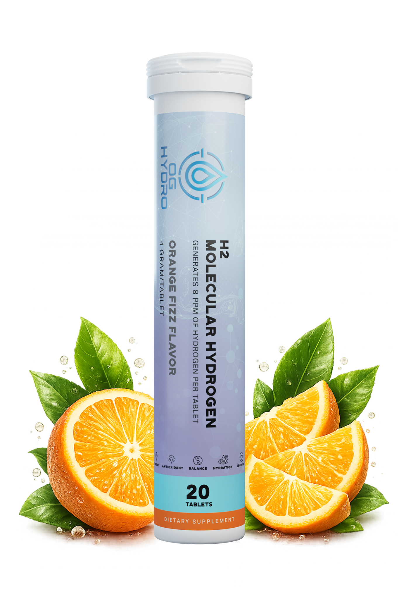OG Hydro Molecular Hydrogen Tablets, Orange Fizz