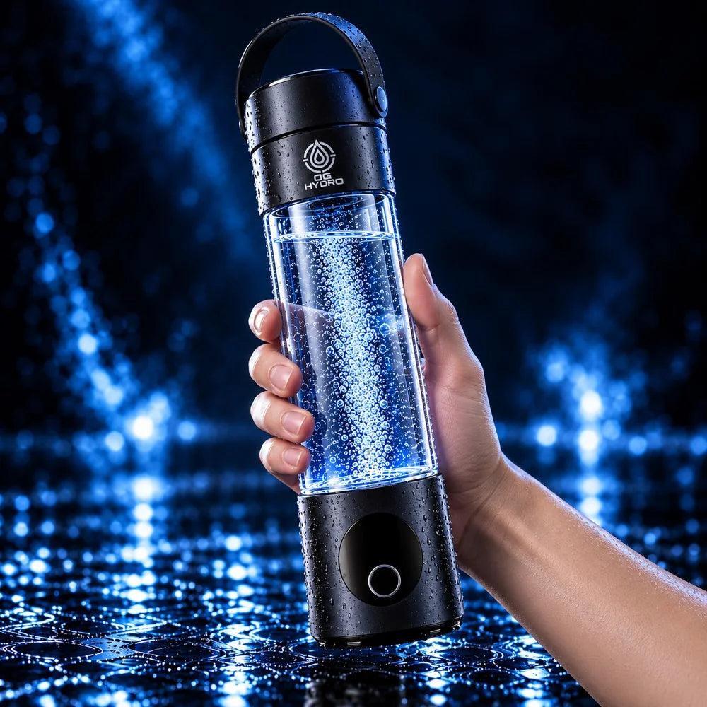 The OG Hydro Bottle held in one hand, showing its size
