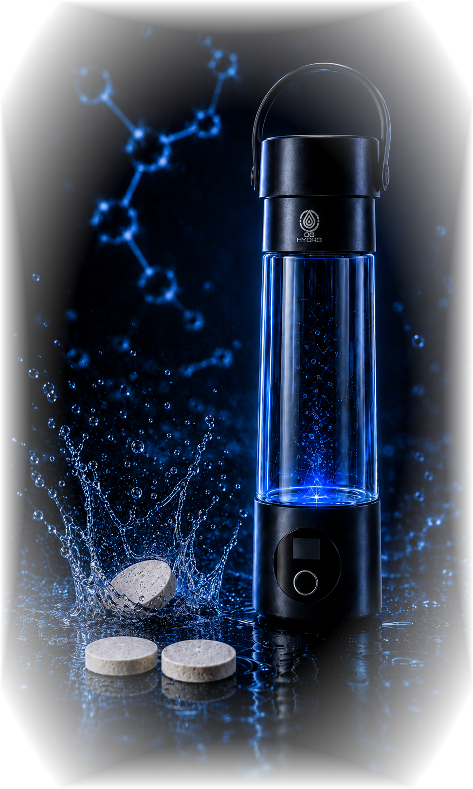 OG Hydro bottle with hydrogen tablets dissolving