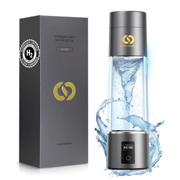 Hydrogen Water Bottle Generator Portable – Up to 6400PPB Pure Hydrogen (Black)