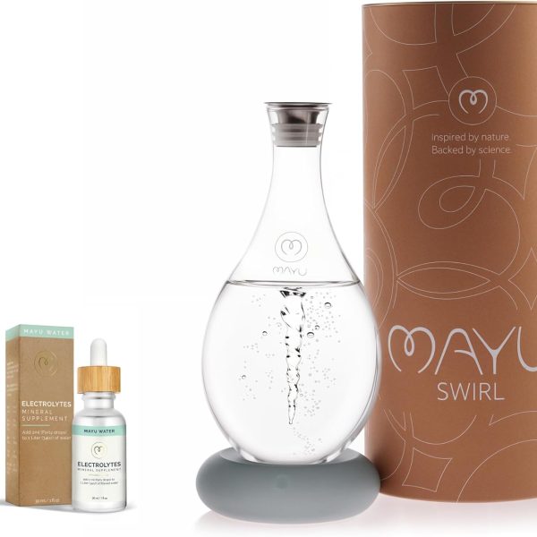 MAYU Swirl Structured Water Pitcher + Electrolyte Hydration Drops Supplement