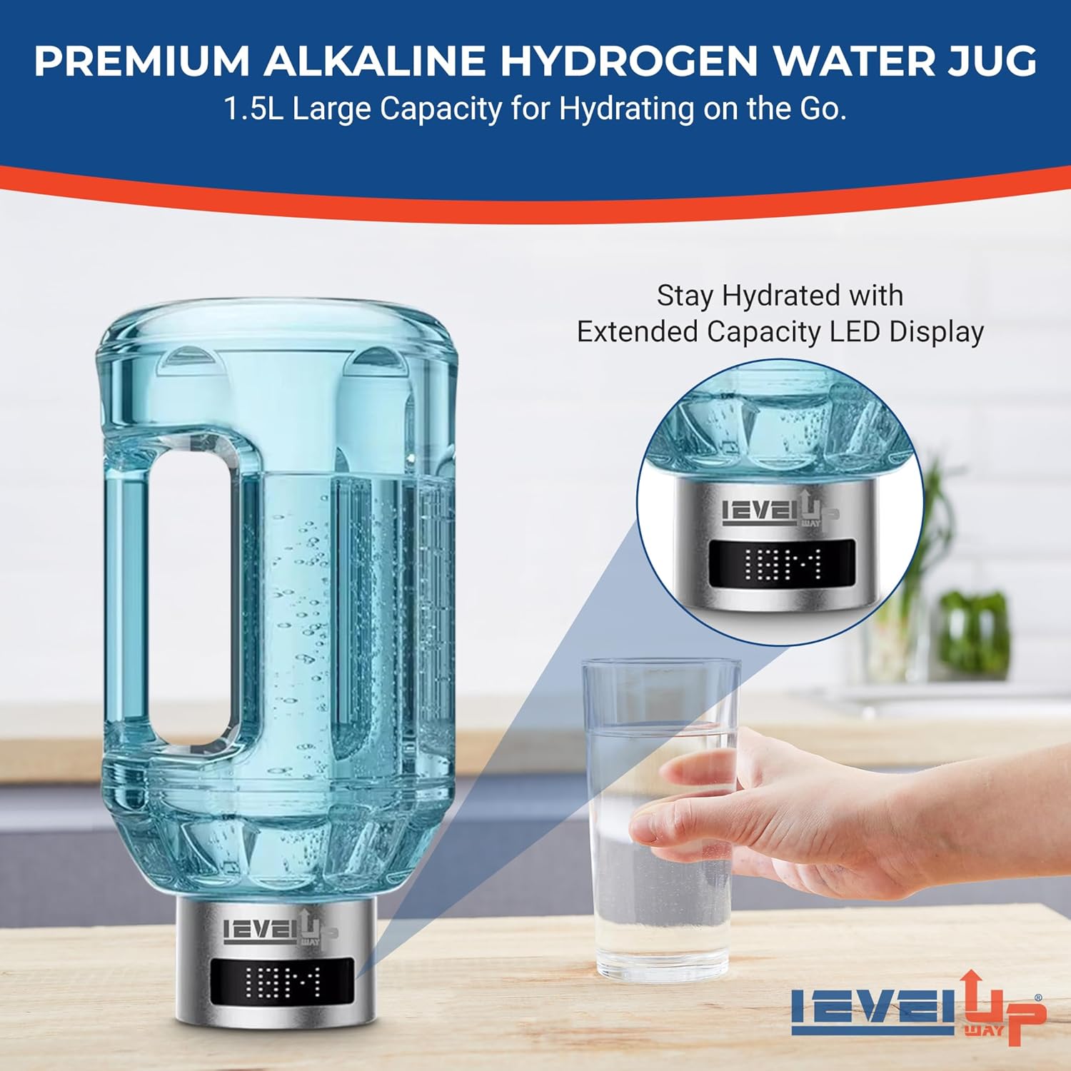 New Hydrogen Water Bottle Jug - Up to 4000PPB - 51oz - Image 3